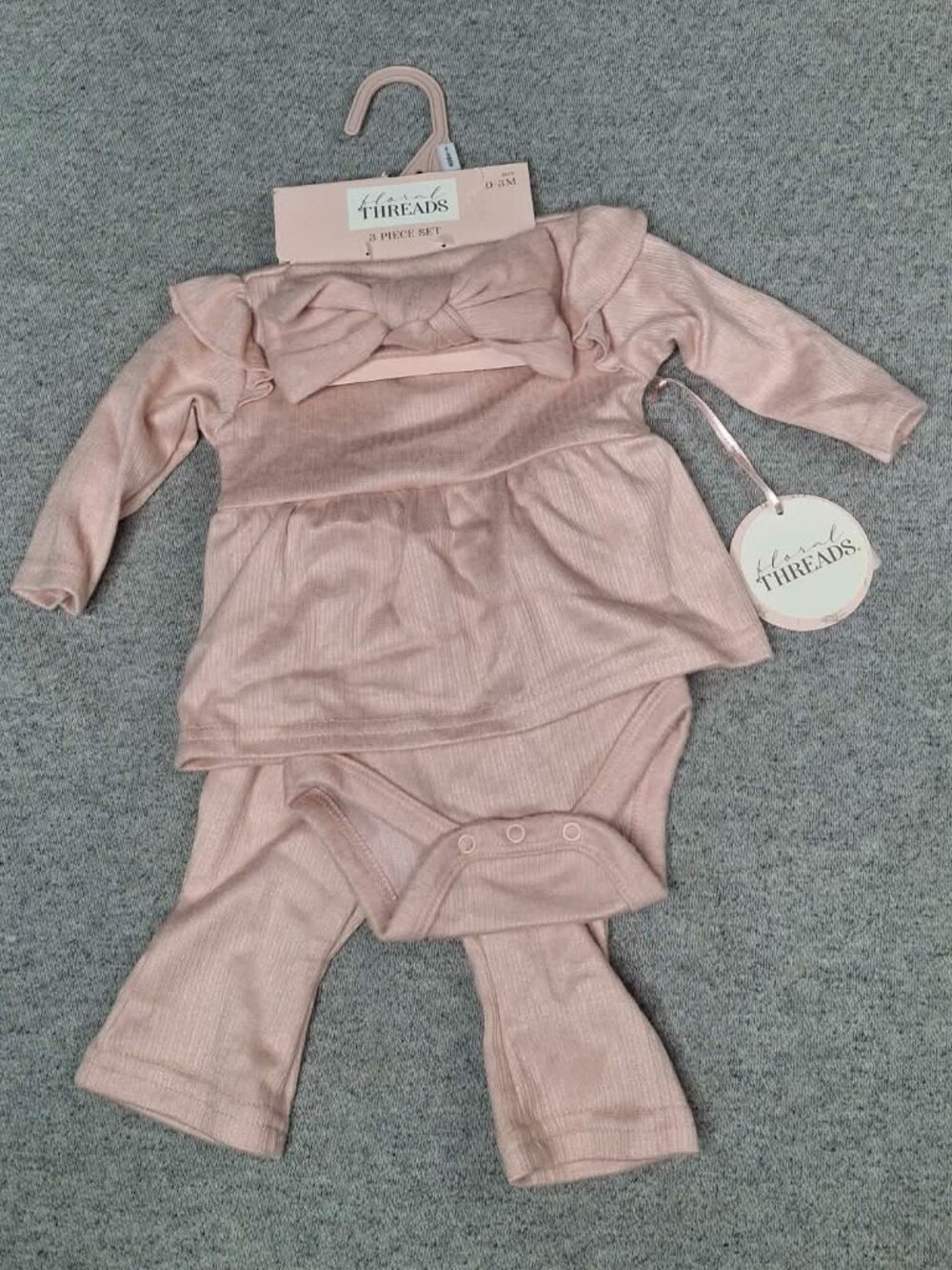 Baby Girl 3 Piece Outfit Pants Set Baby Shower Photo Headband Outfit 0-3M NWT